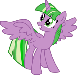 Size: 1920x1870 | Tagged: safe, artist:kamyk962, edit, spike, twilight sparkle, twilight sparkle (alicorn), alicorn, pony, female, fusion, green eyes, green mane, mare, palette swap, ponyar fusion, recolor, simple background, solo, spread wings, transparent background, vector, vector edit, wings