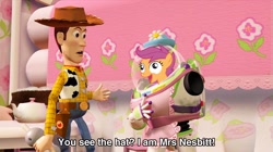 Size: 1280x716 | Tagged: safe, edit, scootaloo, pegasus, pony, buzz lightyear, chickun, disney, exploitable meme, faic, forced meme, meme, pixar, sad, toy story, woody