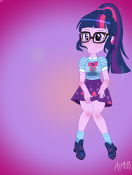 Size: 1800x2400 | Tagged: safe, artist:artmlpk, sci-twi, twilight sparkle, better together, equestria girls, cute, solo, twiabetes