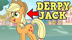 Size: 1280x720 | Tagged: safe, derpibooru import, applejack, earth pony, pony, derp, solo