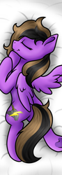 Size: 1071x3000 | Tagged: safe, artist:jellyys, oc, pegasus, pony, body pillow, body pillow design, female, lying, pillow, simple background, solo, white background