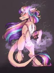 Size: 1600x2134 | Tagged: safe, artist:akiiichaos, oc, oc:ambrosia, earth pony, pony, bipedal, female, leonine tail, magical lesbian spawn, magical threesome spawn, mare, multiple parents, offspring, parent:applejack, parent:starlight glimmer, parent:twilight sparkle, parents:twiglimmerjack, solo