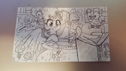 Size: 1024x576 | Tagged: safe, artist:meekcheep, owlowiscious, twilight sparkle, twilight sparkle (alicorn), alicorn, inktober, sketch