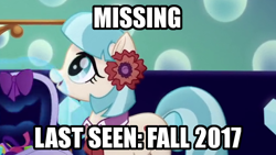 Size: 640x360 | Tagged: safe, edit, edited screencap, screencap, coco pommel, my little pony: the movie, missing, solo, text