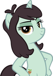 Size: 3090x4409 | Tagged: safe, artist:ironm17, sprout greenhoof, pony, unicorn, bipedal, hooves on hips, las pegasus resident, looking at you, pose, reaction image, simple background, smiling, smug, solo, transparent background, vector