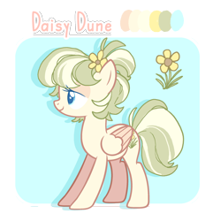 Size: 1280x1328 | Tagged: safe, artist:holidaye, oc, oc:daisy dune, pegasus, pony, blue eyes, female, flower, flower in hair, mare, pegasus oc, side view, solo