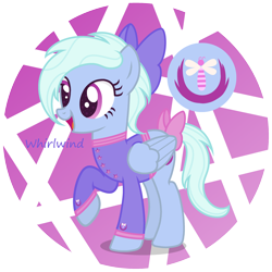 Size: 3080x3080 | Tagged: safe, artist:razorbladetheunicron, fleetfoot, flitter, oc, oc only, pegasus, pony, alternate universe, base used, bow, clothes, cutie mark, female, fusion, hair bow, jacket, lateverse, mare, simple background, solo, transparent background