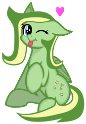 Size: 942x1356 | Tagged: safe, artist:didgereethebrony, artist:zeka10000, oc, oc:boomerang beauty, pegasus, pony, base used, cute, cutie mark, floating heart, heart, looking at you, mlem, one eye closed, silly, solo, tongue out, wink