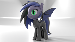 Size: 1920x1080 | Tagged: safe, artist:kurotheneko, oc, oc:kuro, bat pony, pony, 3d, blender, latex, latex suit, shiny, wings