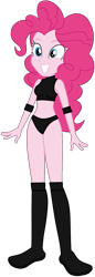 Size: 561x1639 | Tagged: safe, artist:invisibleink, artist:marcusvanngriffin, editor:marcuvan0, pinkie pie, equestria girls, belly button, boots, clothes, elbow pads, female, knee pads, midriff, pose, shoes, simple background, solo, sports, sports bra, sports panties, transparent background, vector, wrestler, wrestling