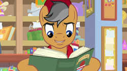 Size: 1920x1080 | Tagged: safe, screencap, quibble pants, earth pony, pony, common ground, book, solo