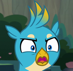 Size: 502x491 | Tagged: safe, screencap, gallus, griffon, uprooted, angry, cropped, male, open mouth