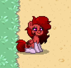 Size: 343x325 | Tagged: safe, artist:sevenxninja, oc, oc only, oc:cherry moon, pegasus, pony, clothes, dirt, eyeshadow, grass, makeup, pegasus oc, pony town, socks, tongue out