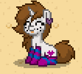 Size: 167x151 | Tagged: safe, artist:sevenxninja, oc, oc only, oc:love biscuit, pony, clothes, dirt, ear piercing, earring, happy, jewelry, piercing, pony town, socks, striped socks, tongue out