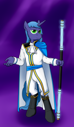 Size: 1750x3000 | Tagged: safe, artist:argustheseer, oc, oc:hiro glyph, anthro, unicorn, anthro oc, dungeons and dragons, noble, pen and paper rpg, rpg, solo, wizard