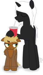 Size: 1043x1806 | Tagged: safe, artist:kitana762, oc, oc only, oc:nethlarion, oc:threnody, pegasus, pony, unicorn, fallout equestria, fallout equestria: project horizons, fallout equestria: speak, drinking, drinking straw, fanfic art