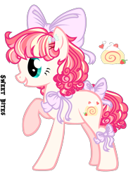 Size: 1405x1860 | Tagged: safe, artist:sweet-psycho-uwu, oc, oc only, oc:sweet bites, earth pony, pony, bow, female, hair bow, mare, offspring, parent:cheese sandwich, parent:pinkie pie, parents:cheesepie, simple background, solo, transparent background