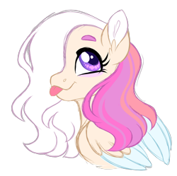 Size: 1024x1021 | Tagged: safe, artist:azure-art-wave, oc, pegasus, pony, bust, female, mare, portrait, simple background, solo, tongue out, transparent background, two toned wings, wings