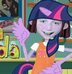 Size: 571x585 | Tagged: safe, twilight sparkle, twilight sparkle (alicorn), alicorn, pony, angela anaconda, downvote bait, hand wings, nightmare fuel, not salmon, wat