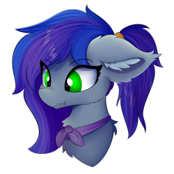 Size: 1250x1250 | Tagged: safe, artist:lunar froxy, oc, oc only, oc:lunar aurora, bat pony, pony, bat pony oc, bust, eye clipping through hair, female, mare, scrunchy face, simple background, solo, transparent background