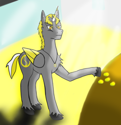 Size: 4168x4320 | Tagged: safe, artist:790113822, oc, oc only, oc:golden halo, alicorn, pony, alicorn oc, gold, male, necklace, solo