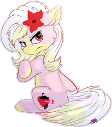 Size: 1523x1729 | Tagged: artist needed, safe, oc, oc:carmen garcía, earth pony, pony, flower, flower in hair