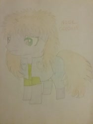 Size: 1200x1600 | Tagged: safe, artist:jerryakiraclassics19, oc, oc only, oc:noel goodwin, earth pony, pony, clothes, male, traditional art