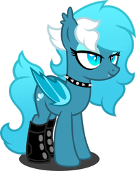 Size: 1280x1620 | Tagged: safe, artist:fletcherthehuntress, oc, oc:rylith iceheart, bat pony, pony, boots, choker, female, mare, shoes, simple background, solo, spiked choker, transparent background