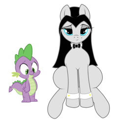 Size: 750x733 | Tagged: safe, artist:thepianistmare, edit, editor:undeadponysoldier, spike, oc, oc:klavinova, dragon, pony, bowtie, canon x oc, crush, cuffs (clothes), female, male, shipping, spikenova, straight