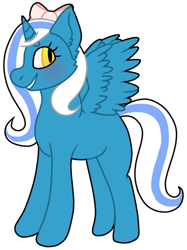 Size: 500x670 | Tagged: safe, artist:ooziy, oc, oc:fleurbelle, alicorn, pony, alicorn oc, blushing, bow, female, hair bow, mare, smiling