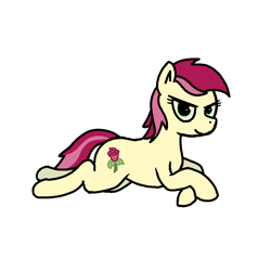 Size: 1000x1000 | Tagged: safe, alternate version, artist:skelmach, roseluck, earth pony, pony, looking at you, prone, simple background, solo, white background