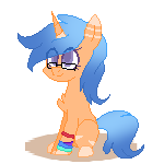 Size: 150x150 | Tagged: safe, artist:shyshella, oc, oc only, oc:wynter dell, pony, unicorn, digital art, female, glasses, mare, pixel art, simple background, solo, transparent background