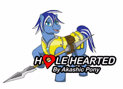 Size: 2876x2085 | Tagged: safe, artist:sword-of-akasha, oc, oc only, oc:blueberry frost, earth pony, pony, fanfic:hole hearted, earth pony oc, fanfic art, female, royal guard, simple background, solo, spear, weapon, white background