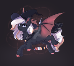 Size: 1600x1416 | Tagged: safe, artist:nightskrill, oc, bat pony, pony, adoptable, bat pony oc, deviantart watermark, hat, obtrusive watermark, watermark, witch hat