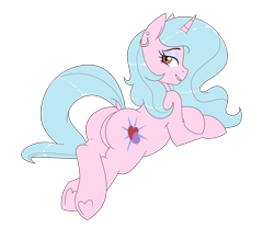 Size: 3600x3000 | Tagged: safe, artist:notenoughapples, oc, oc only, oc:dazzling starlight, pony, unicorn, dock, ear piercing, earring, female, heart, jewelry, mare, patreon, patreon reward, piercing, plot, simple background, sultry pose, transparent background, underhoof