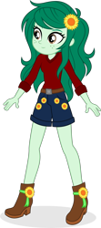 Size: 2641x5970 | Tagged: safe, artist:punzil504, wallflower blush, equestria girls, equestria girls series, sunset's backstage pass!, spoiler:eqg series (season 2), absurd resolution, adorasexy, belt, boots, clothes, cute, female, flower, flower in hair, freckles, legs, music festival outfit, sexy, shoes, shorts, simple background, smiling, solo, transparent background