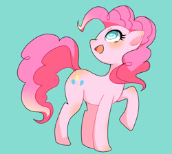 Size: 1200x1077 | Tagged: safe, artist:saiduki, derpibooru import, pinkie pie, earth pony, pony, blue background, blushing, colored pupils, cute, diapinkes, female, mare, open mouth, pixiv, simple background, solo