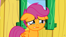 Size: 1920x1080 | Tagged: safe, screencap, scootaloo, pony, the last crusade, clubhouse, crusaders clubhouse, crying, floppy ears, sad, solo