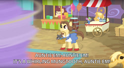 Size: 2880x1578 | Tagged: safe, edit, screencap, gourmand ramsay, ruby slippers (pony), dog, pony, whirling mungtooth, growing up is hard to do, appaloosa, background pony, balloon, basket, bon appétit, cart, clothes, cowering, crossover, dorothy gale, dress, gordon ramsay, hay bale, meme, reference, running, shoes, text edit, the wizard of oz, twister, unnamed pony