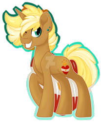 Size: 1600x1931 | Tagged: safe, artist:missmele-madness, oc, oc:electric charm, pony, unicorn, deviantart watermark, male, obtrusive watermark, one eye closed, simple background, solo, stallion, transparent background, watermark, wink