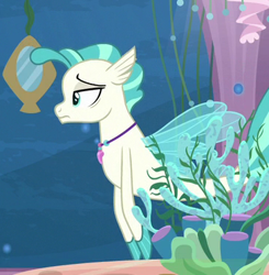 Size: 365x373 | Tagged: safe, screencap, terramar, seapony (g4), surf and/or turf, cropped, fins, jewelry, male, necklace, solo, tail