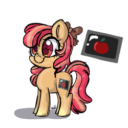 Size: 768x768 | Tagged: safe, artist:awoomarblesoda, oc, oc:lickety split, earth pony, pony, female, filly, offspring, parent:apple bloom, parent:button mash, parents:buttonbloom, simple background, solo, transparent background