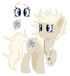 Size: 411x447 | Tagged: safe, artist:lynxxit, artist:selenaede, oc, oc only, oc:time turner, earth pony, pony, base used, bio in the source, cutie mark, female, jewelry, mare, necklace, next generation, offspring, parent:derpy hooves, parent:doctor whooves, parents:doctorderpy, raised hoof, reference sheet, simple background, solo, transparent background