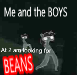 Size: 293x282 | Tagged: safe, artist:tjpones, edit, twilight sparkle, pony, beans, caption, creepy, cryptid, dank memes, deep fried meme, food, fresno nightcrawlers, image macro, me and the boys, me and the boys at 2am looking for beans, meme, ponified, spoopy, text