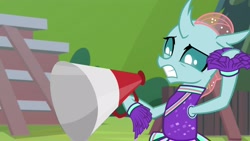 Size: 1920x1080 | Tagged: safe, screencap, ocellus, changedling, changeling, 2 4 6 greaaat, cheerleader ocellus, cheerleader outfit, clothes, megaphone, solo