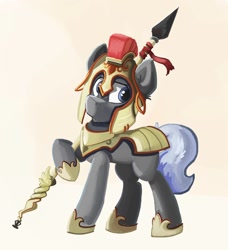 Size: 854x936 | Tagged: safe, artist:saxopi, oc, earth pony, pony, armor, solo, spear, weapon