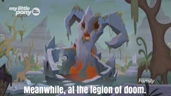 Size: 1024x576 | Tagged: safe, edit, edited screencap, screencap, the beginning of the end, caption, discovery family logo, evil lair, grogar's lair, image macro, lair, legion of doom, meme, no pony, text