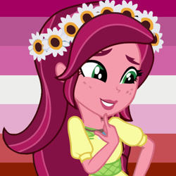 Size: 564x564 | Tagged: safe, edit, gloriosa daisy, equestria girls, legend of everfree, headcanon, lesbian pride flag, lgbt headcanon, pride, pride flag, sexuality headcanon, solo