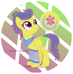 Size: 2912x2920 | Tagged: safe, artist:razorbladetheunicron, fleetfoot, saffron masala, oc, oc only, pegasus, pony, alternate universe, bandana, base used, coat markings, cutie mark, female, fusion, lateverse, mare, simple background, solo, transparent background