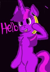 Size: 630x894 | Tagged: safe, artist:drunken bubblez, twilight sparkle, banana, bananaphone, female, food, hello, mare, solo